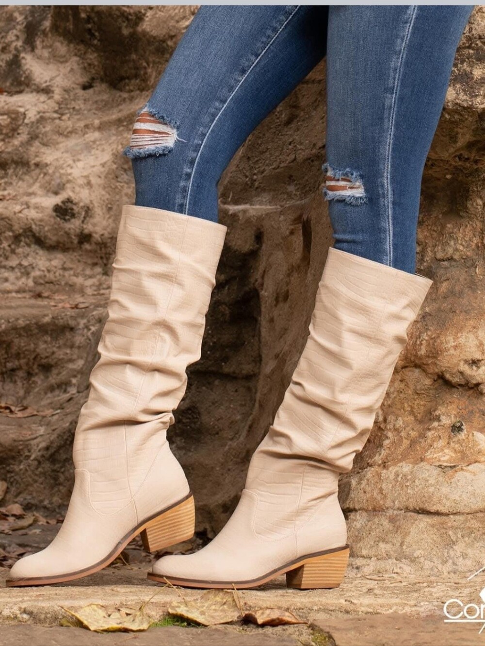 **NEW** Hey Girl By Corkys Womens “Shook” Faux Leather Slouch Boots Beige Size 9